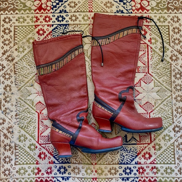 John Fluevog Boots Thanks Amazing Rust Brown Leather Size 8 - Picture 2 of 14